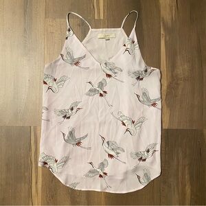 LOFT Light Pink Crane Print Camisole